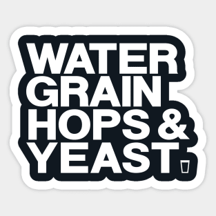 WATER GRAIN HOPS & YEAST - white Sticker